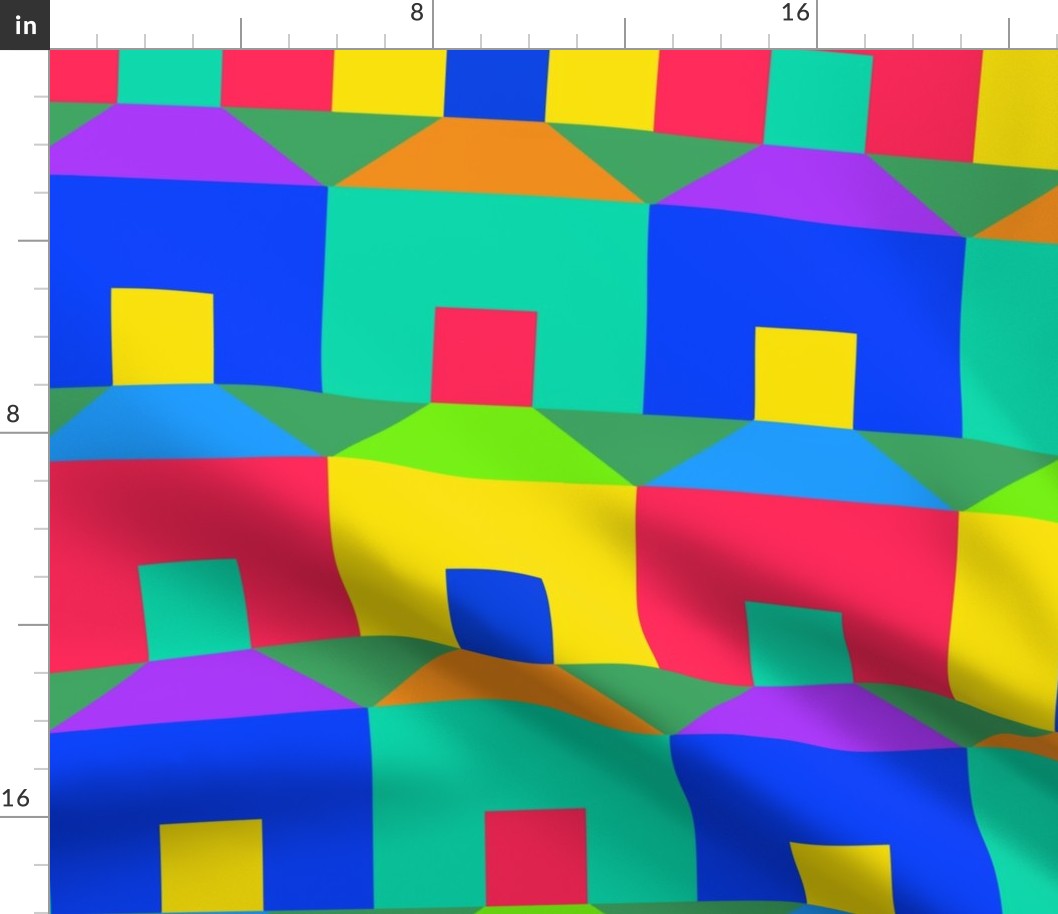 Tessellating Houses in Rainbow Colors