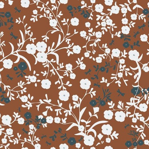 Dainty Floral - Russet Brown