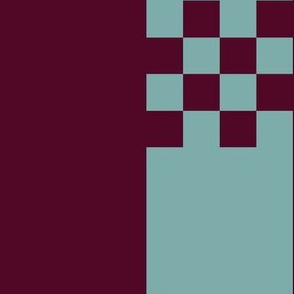 JP8 -  Large - Art Deco Checked Stripes in Burgundy and Teal
