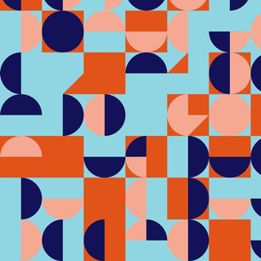 Modernist Pattern (blue and orange)