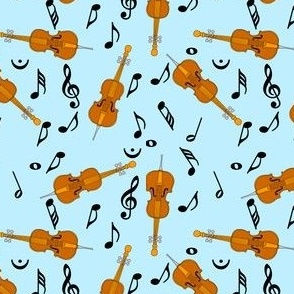 Cello Black Notes Blue Background