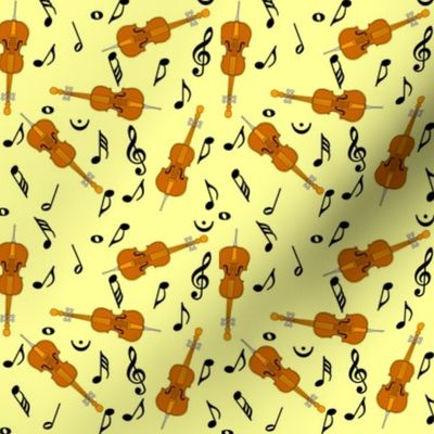 Cello Black Notes Yellow Background