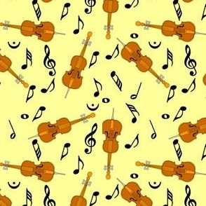 Cello Black Notes Yellow Background