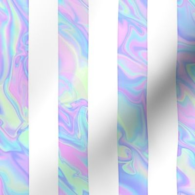 Large Marbled Unicorn Awning Stripe Pattern Vertical in White