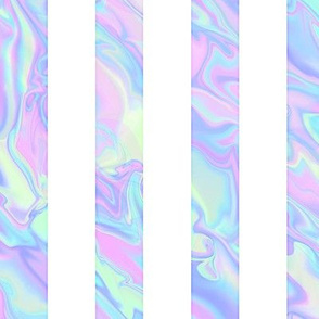 Large Marbled Unicorn Awning Stripe Pattern Vertical in White