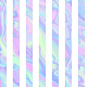 Marbled Unicorn Awning Stripe Pattern Vertical in White