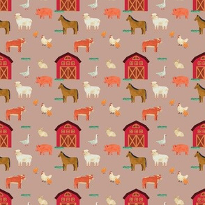 Small Farm Animals on Taupe