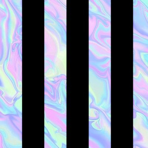 Large Marbled Unicorn Awning Stripe Pattern Vertical in Black