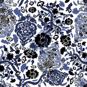 Paisley leaves black and navy white