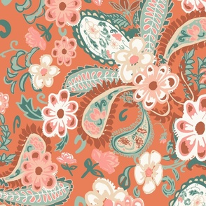 Paisley Pastels on dusty pink