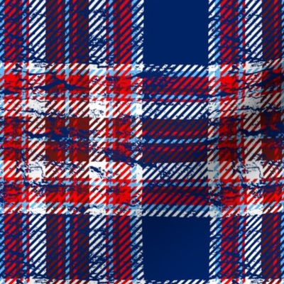 red white and blue plaid blue worn