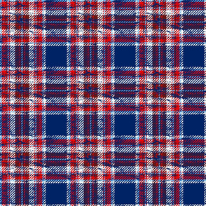 red white and blue plaid blue worn