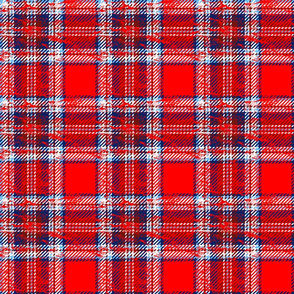 red white and blue plaid red worn
