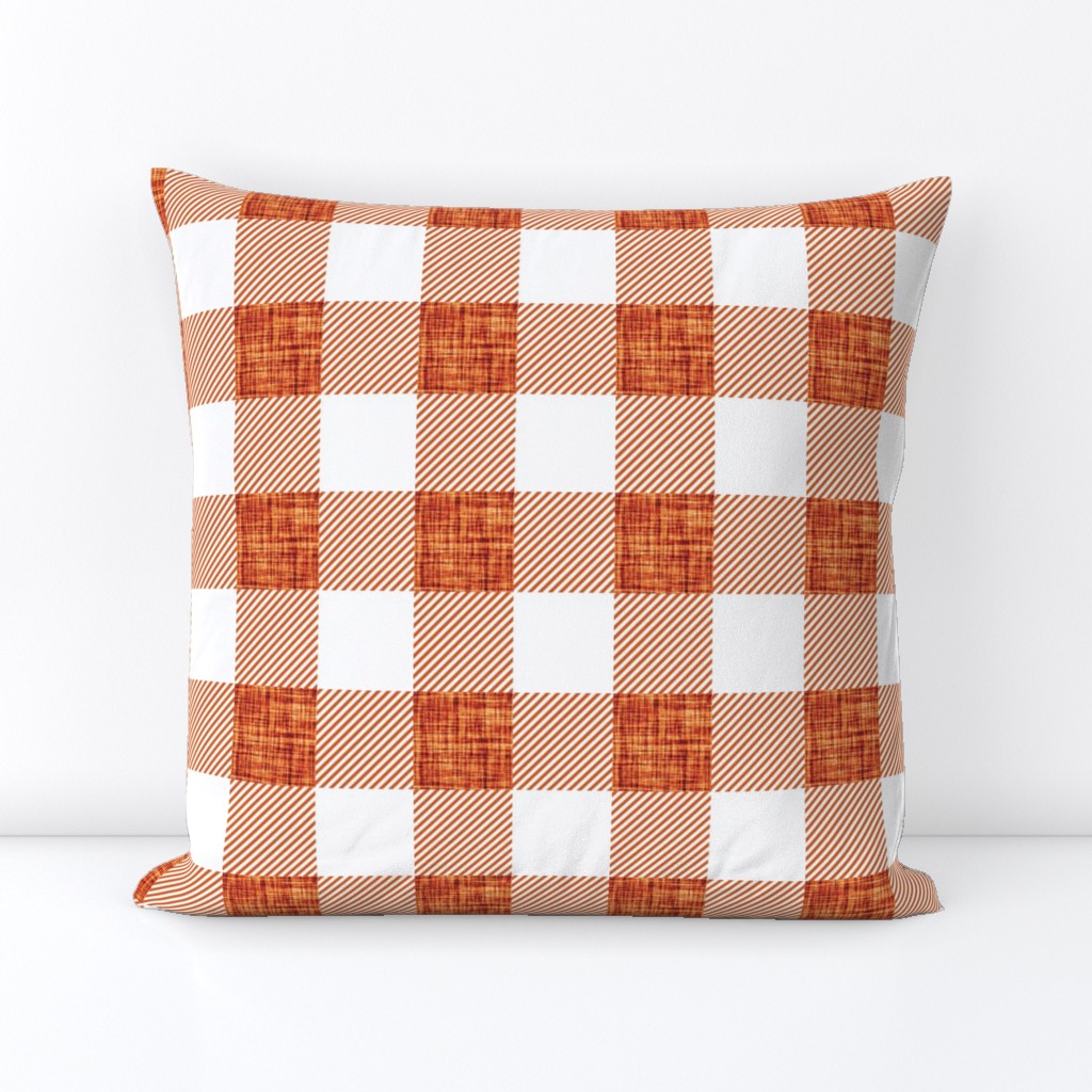 2" persimmon linen buffalo check