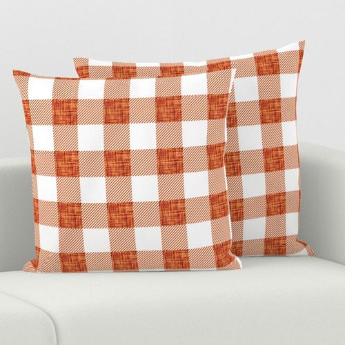 2" persimmon linen buffalo check