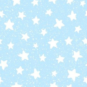 White Speckled Stars on Baby Blue 