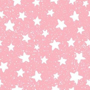 White Speckled Stars on Pink