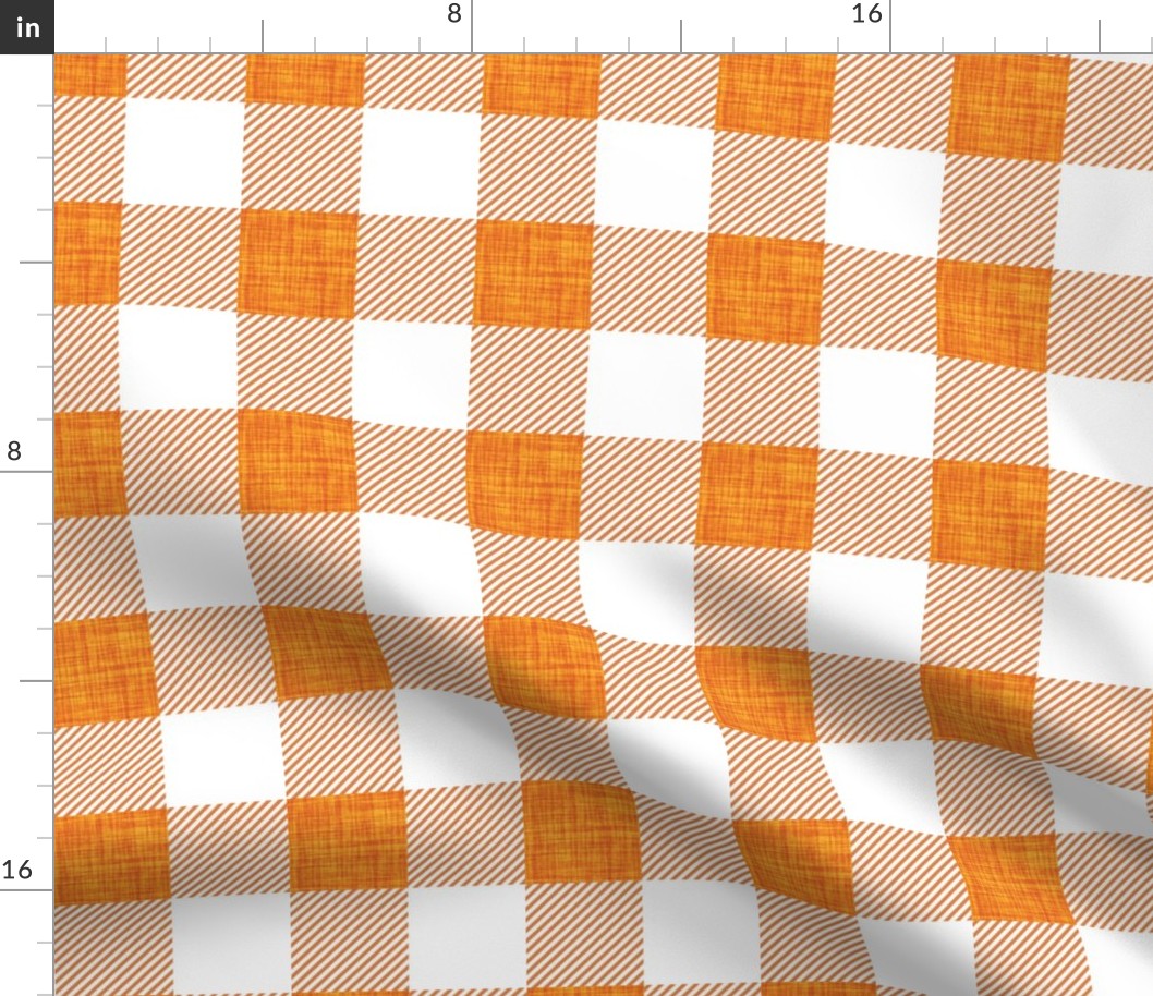 2" orange linen buffalo check