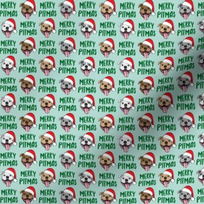 (3/4" scale) Merry Pitmas - pit bull Santa hats - pitties - mint  - Christmas dogs - C20BS