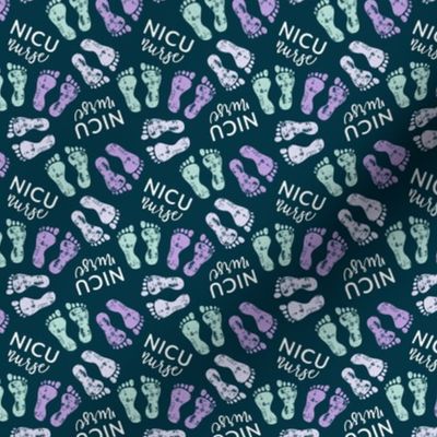 NICU Nurse - multi baby feet - purple/lavender/mint - nursing (teal) - LAD20BS