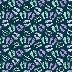 NICU Nurse - multi baby feet - purple/lavender/mint - nursing (teal) - LAD20BS