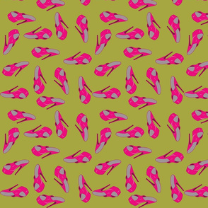 70s shoe acid green and pink