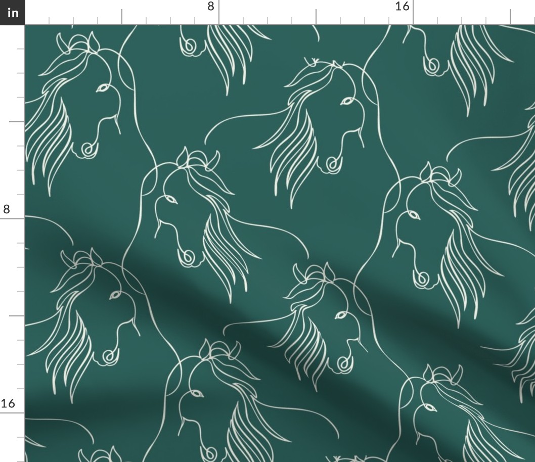 Horse Continuous Line Art Green