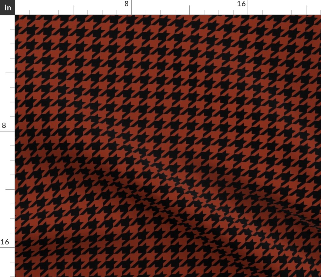 One Inch Sienna Brown and Black Houndstooth Check