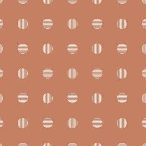 Abstract Mid century modern pattern. Geometry Terracotta. Striped Circles