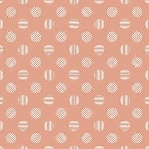 Abstract Mid century modern pattern. Geometry Dusty pink. Striped Circles
