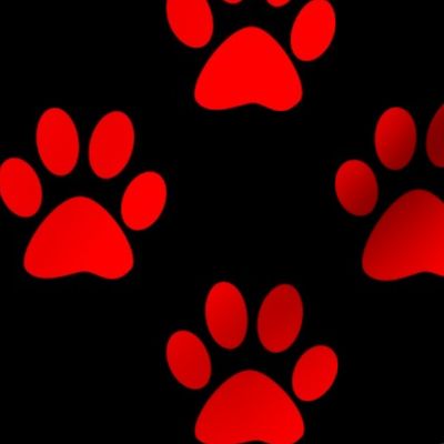 Three Inch Red Paws on Black