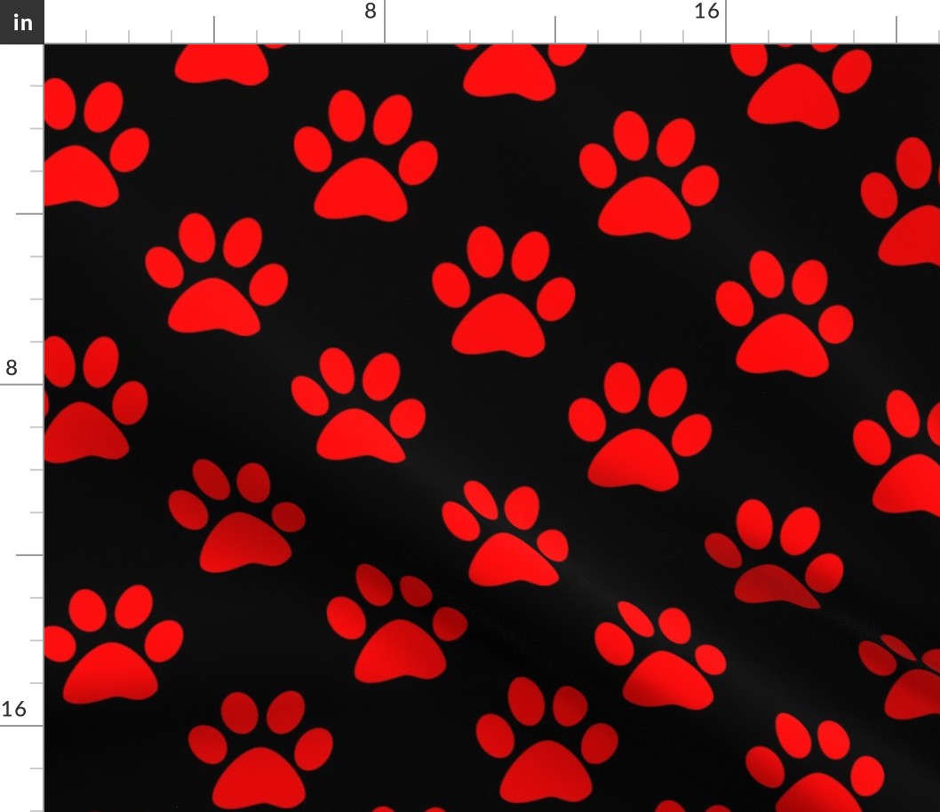 Three Inch Red Paws on Black