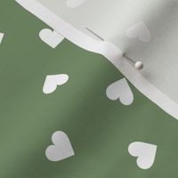 Love lovers minimal hearts basic romantic heart design soft olive green white