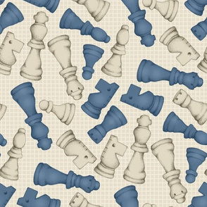 Once a Pawn a Chess Game - steel blue and neutral tan