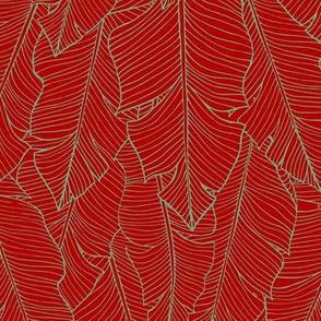 Banana Leaves Line Art - Festive