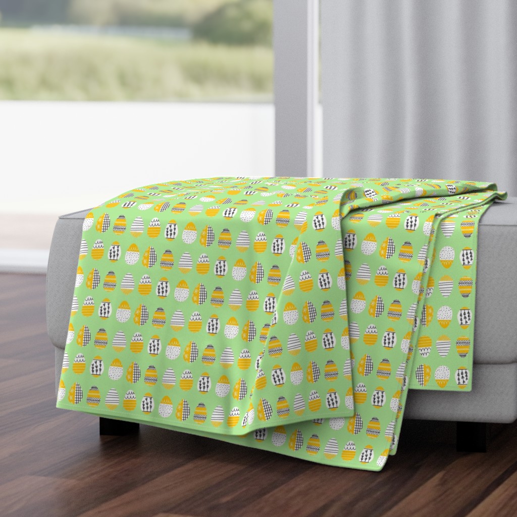 Pattern Eggs on Lime Green