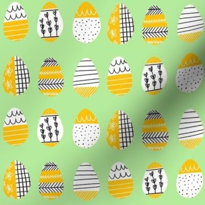 Pattern Eggs on Lime Green