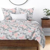 Floral Butterflies Blush Grey - large-jumbo scale