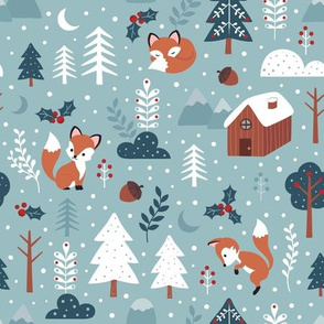 Winter trees and foxes - Small