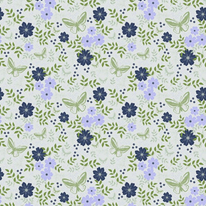 Floral Butterflies sea holly colour palette 1 - medium scale