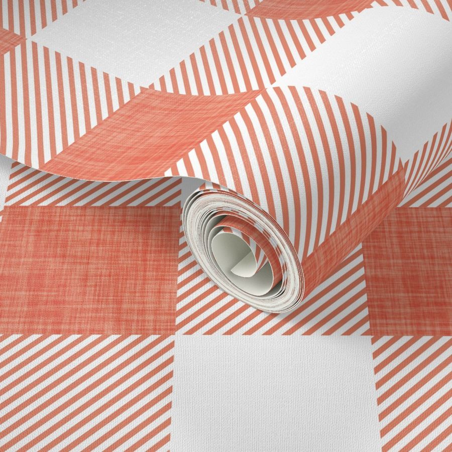 1/2" coral linen buffalo check