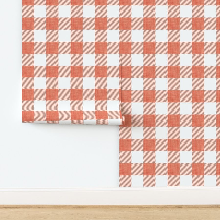 1/2" coral linen buffalo check