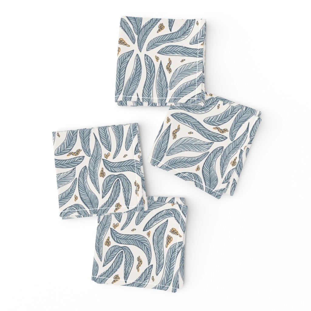 Wavy leaves neutral and blue dreamy summer collection