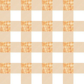 1" coral orange linen buffalo check