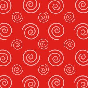 big spirals white on red many