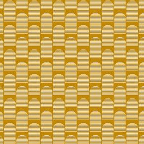 Abstract Mid century modern pattern. Geometry Ochre Mustard Yellow. Striped Arch