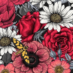 Flower mix, red, white and gray