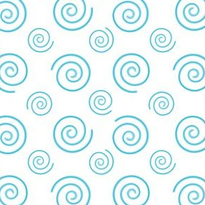 big spirals blue on white many