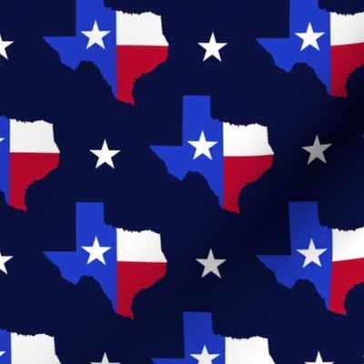 Regular Scale Texas Flag  State Map on Midnight blue 12-inch repeat