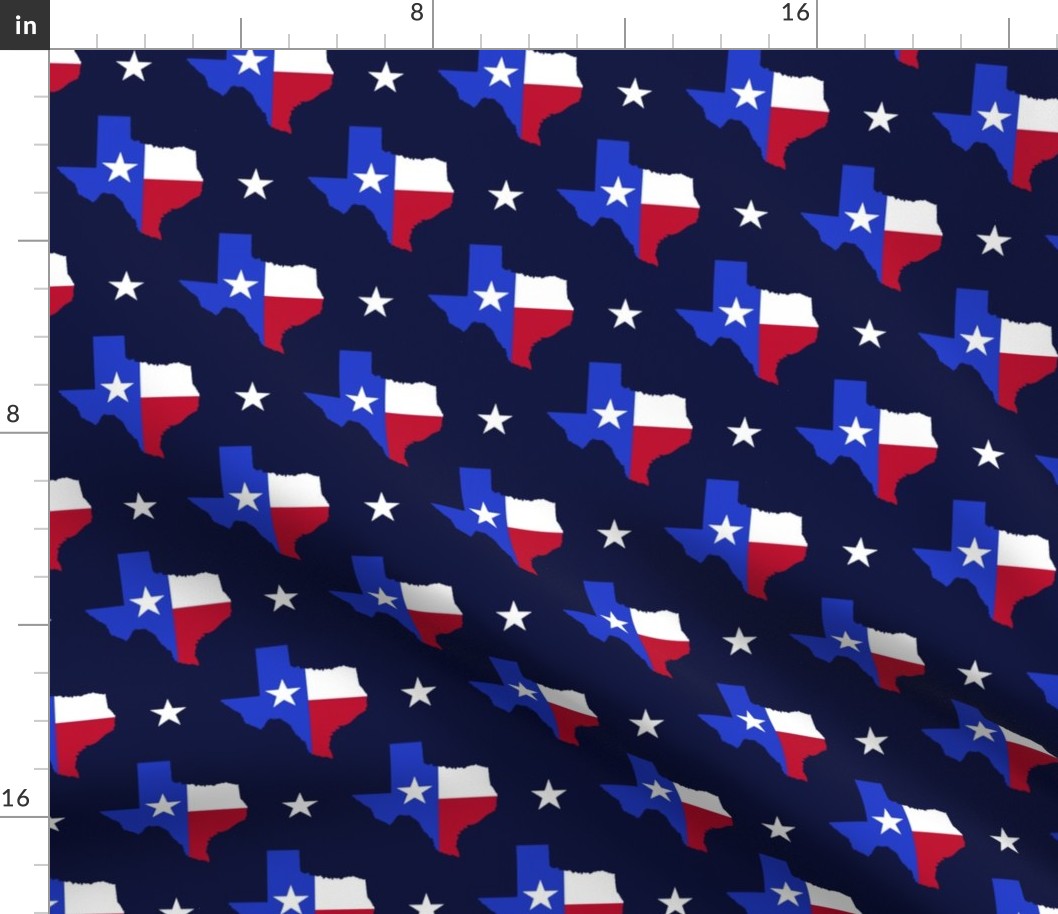 Regular Scale Texas Flag  State Map on Midnight blue 12-inch repeat